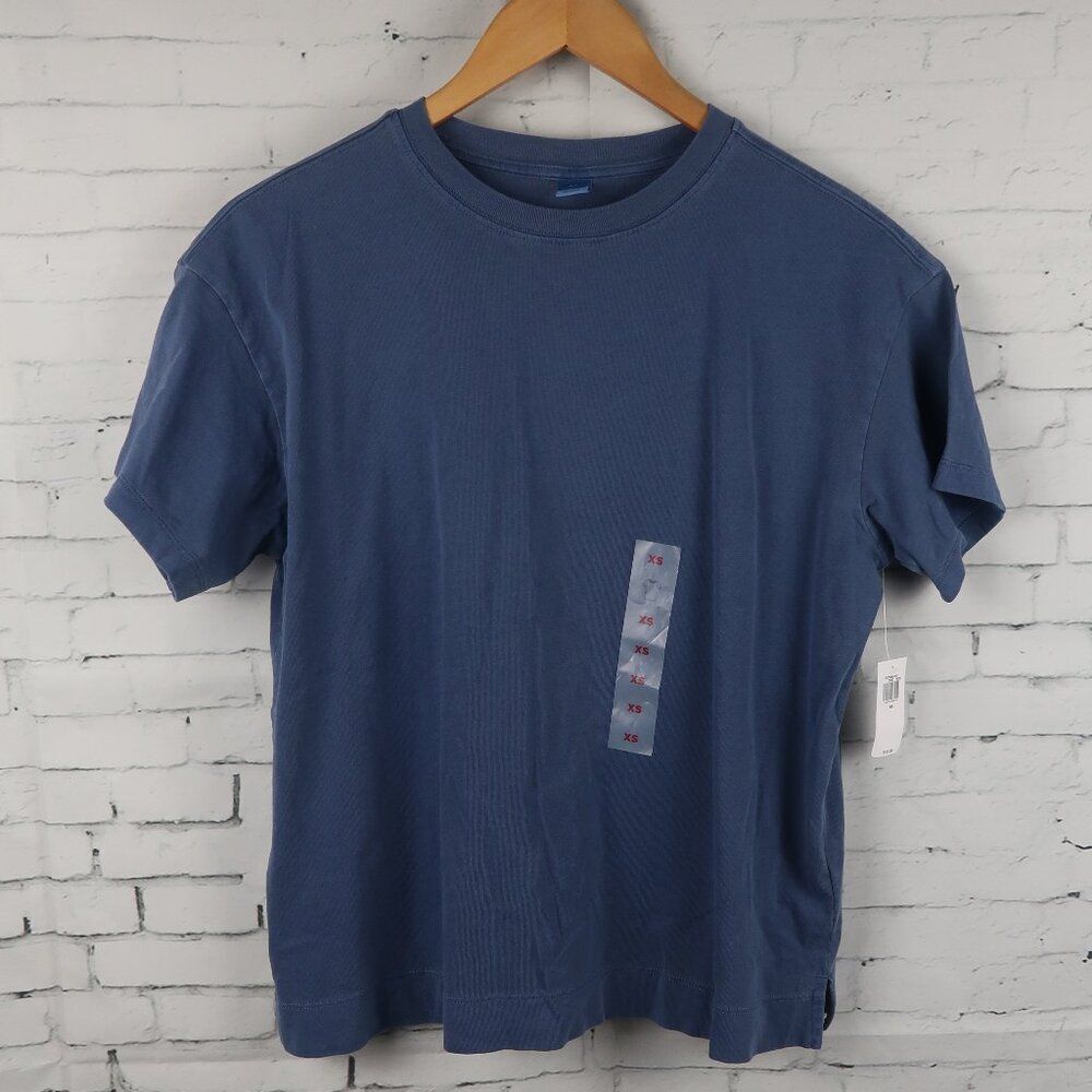 OLD NAVY BLUE CREW NECK SHORT SLEEVE BASIC OVERSIZED COTTON T SHIRT SIZE XS